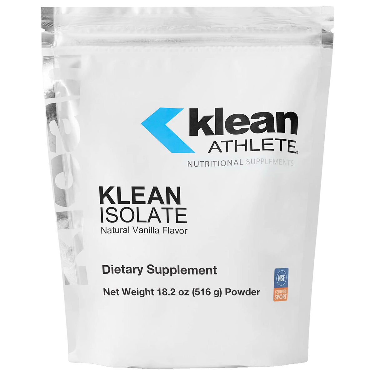 Klean Isolate vanilla packaging for convenient daily protein fueling.
