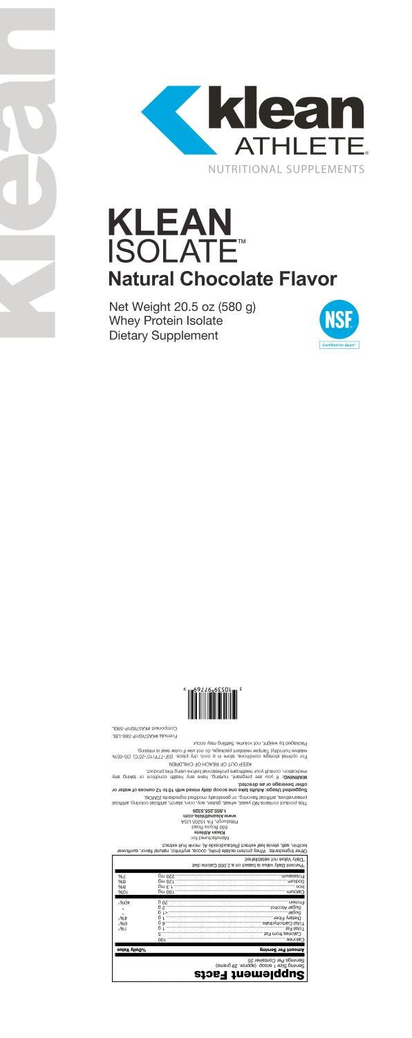 NSF Certified for Sport badge on Klean Isolate label ensures trusted, sport-focused quality