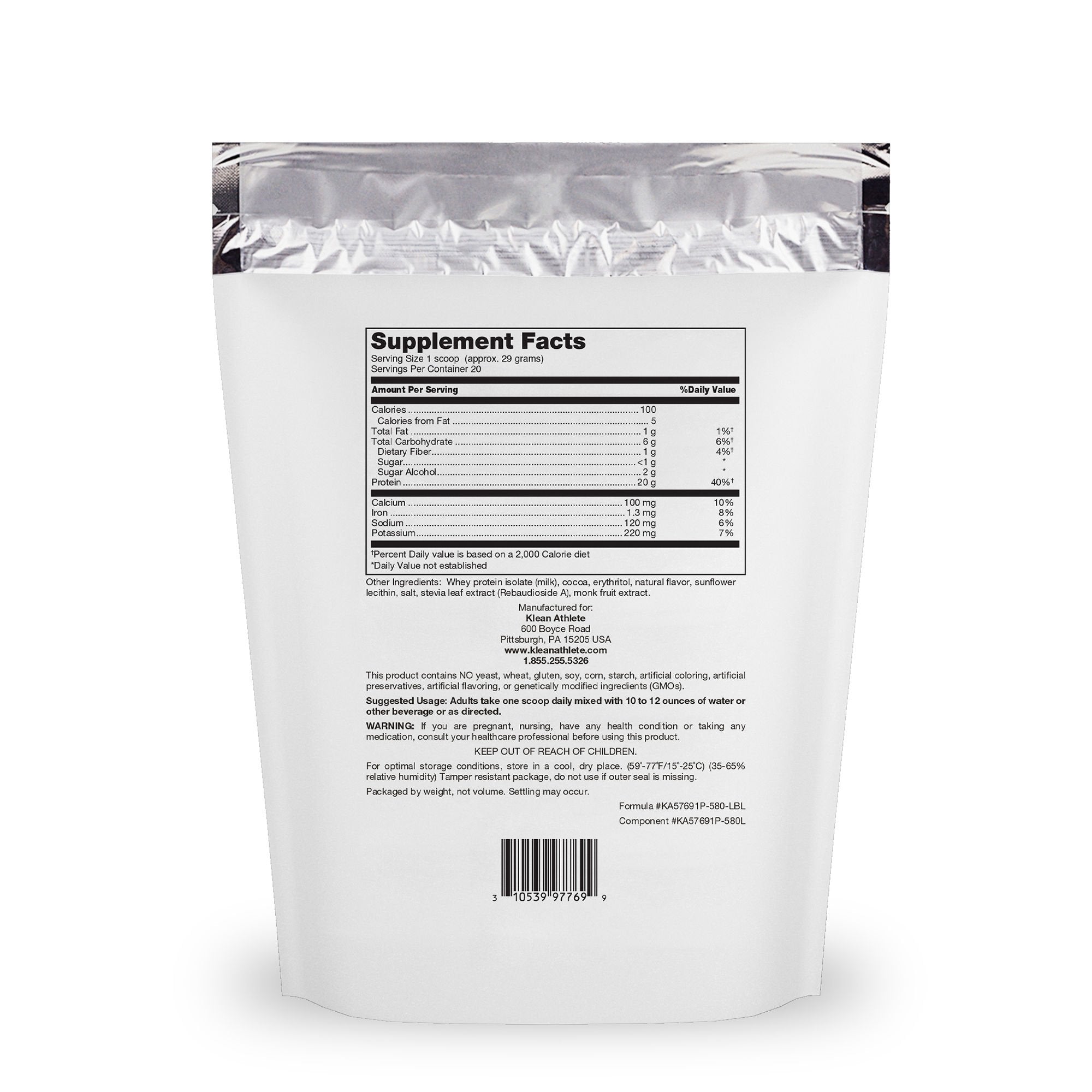Scoop of Klean Isolate powder ready to mix into beverages