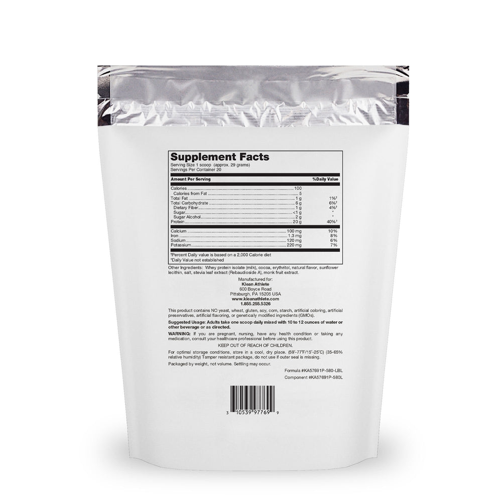 Scoop of Klean Isolate powder ready to mix into beverages