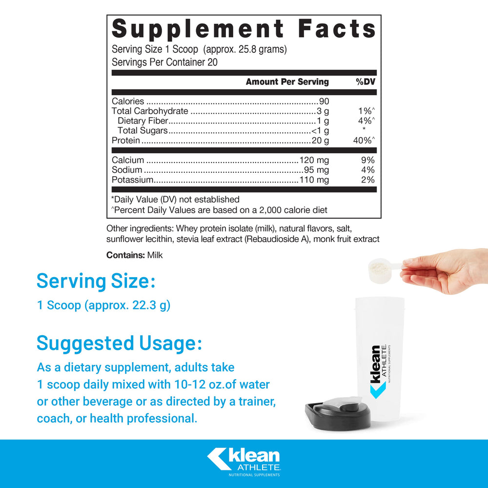 Klean Isolate serving scoop shown for precise protein measurement.