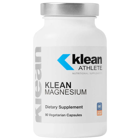 Klean Athlete Klean Magnesium bottle with 90 capsules, supports energy production.