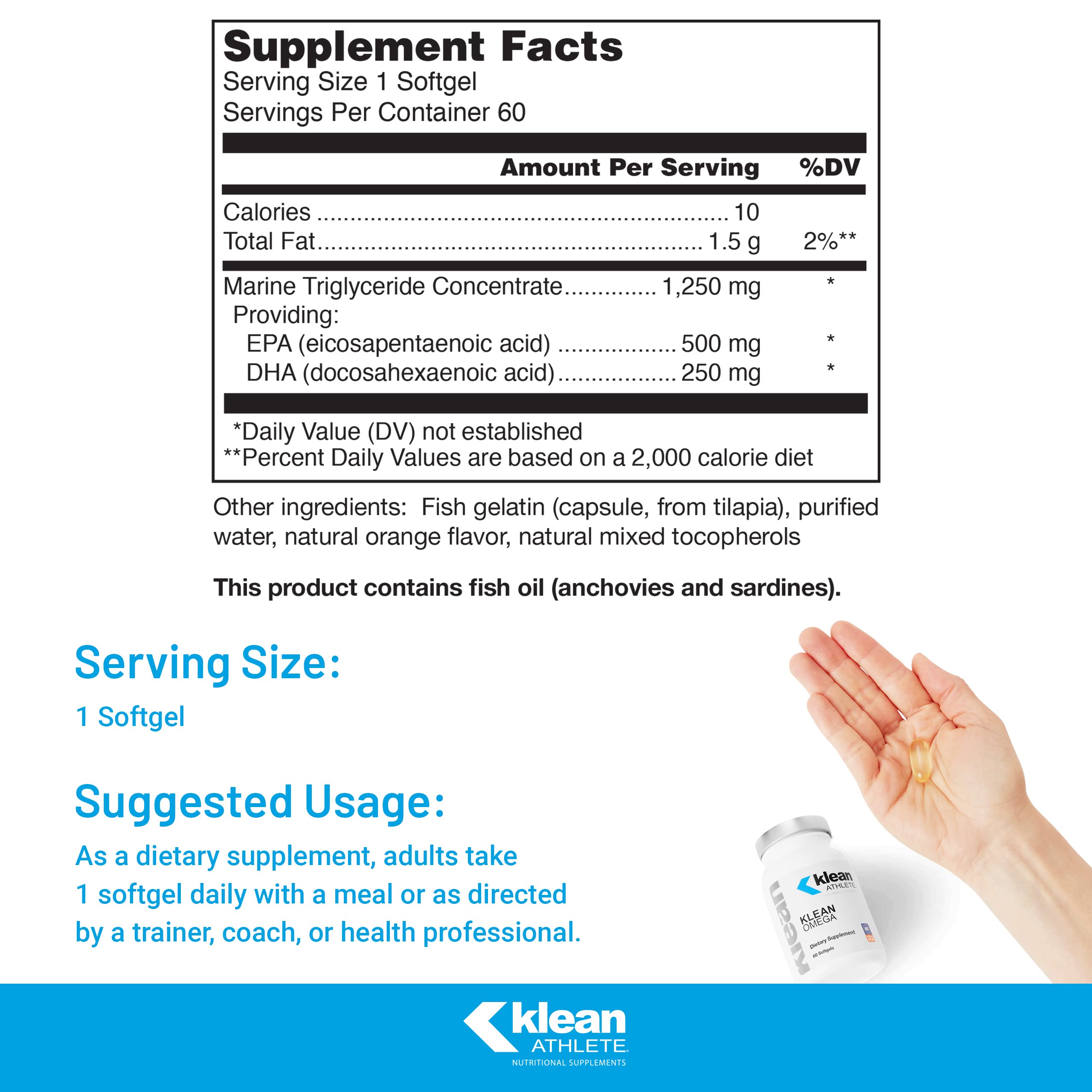 Klean Omega front label highlights NSF Certified for Sport