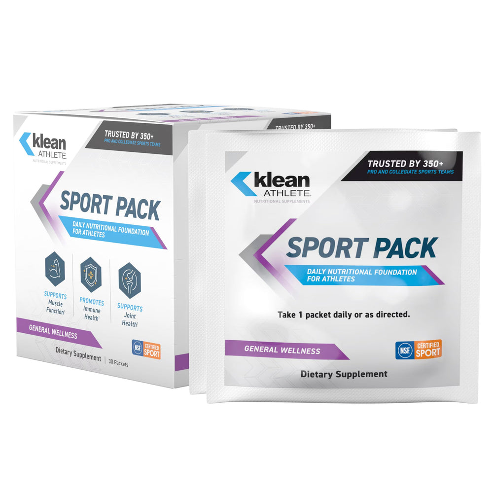Klean Athlete Klean Sport Pack bottle-front view, daily athletic nutrition in capsule form for energy support.