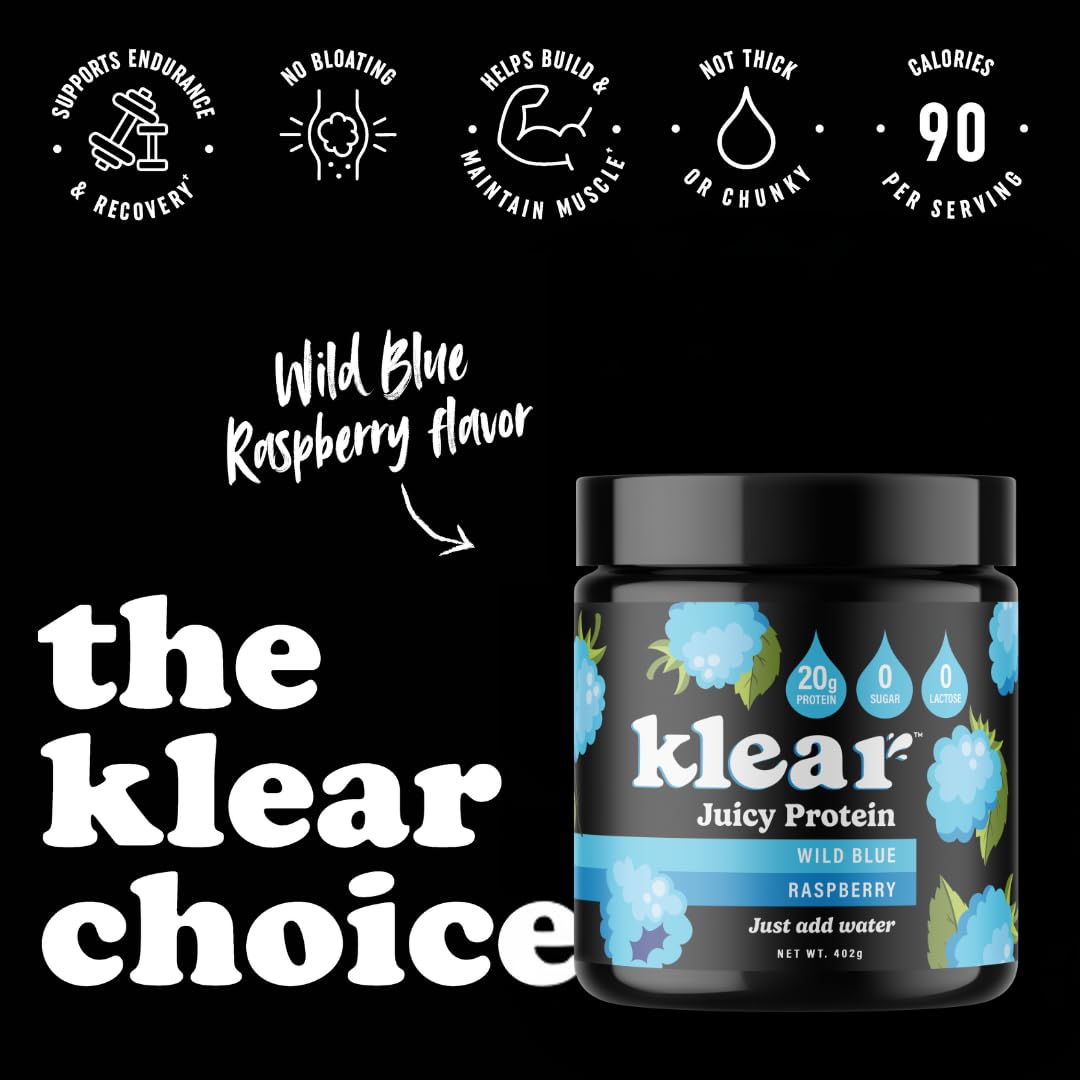 Klear blue raspberry splash close-up highlights refreshing flavor