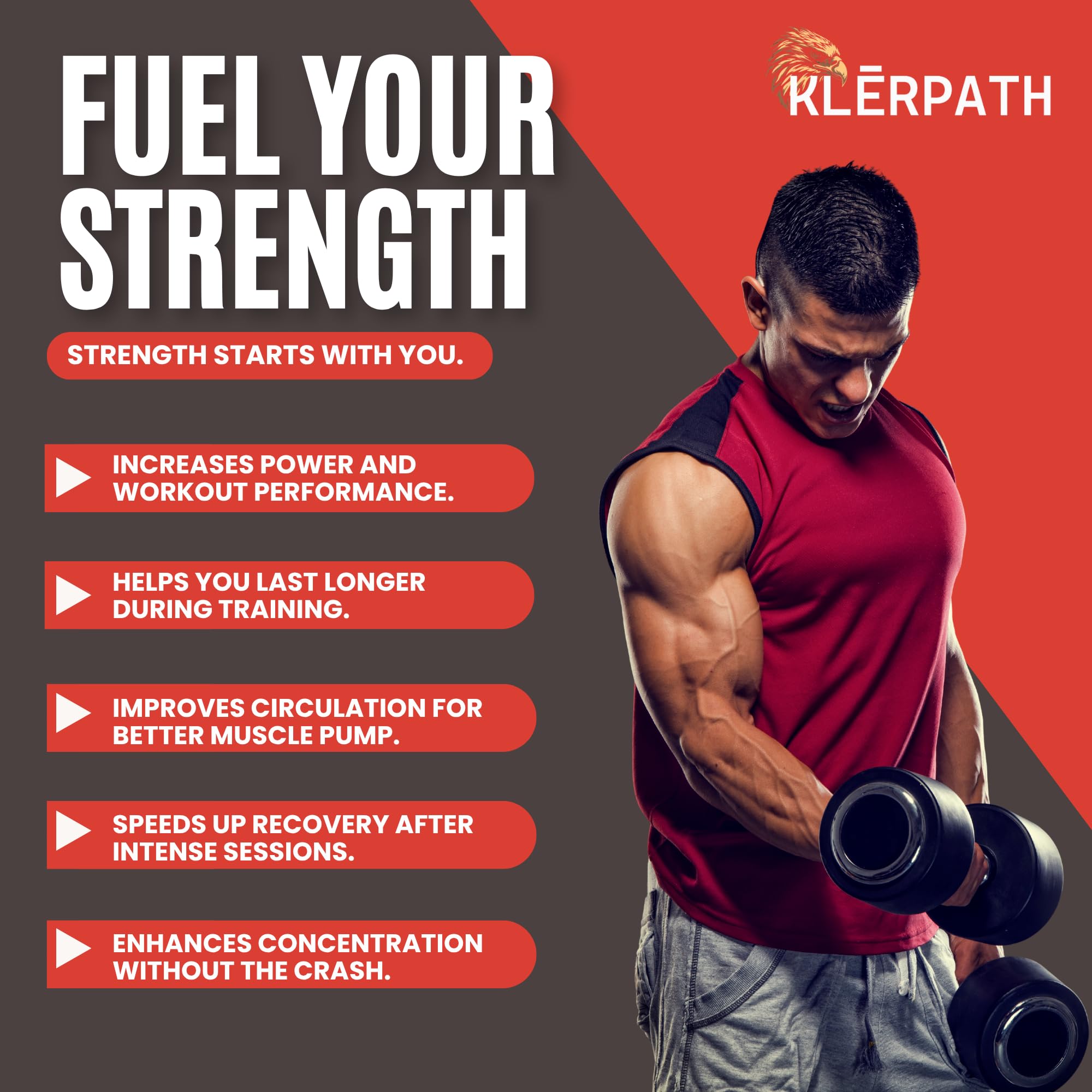 Klerpath GrōMuscle beta-alanine powder scoop signals extended endurance.