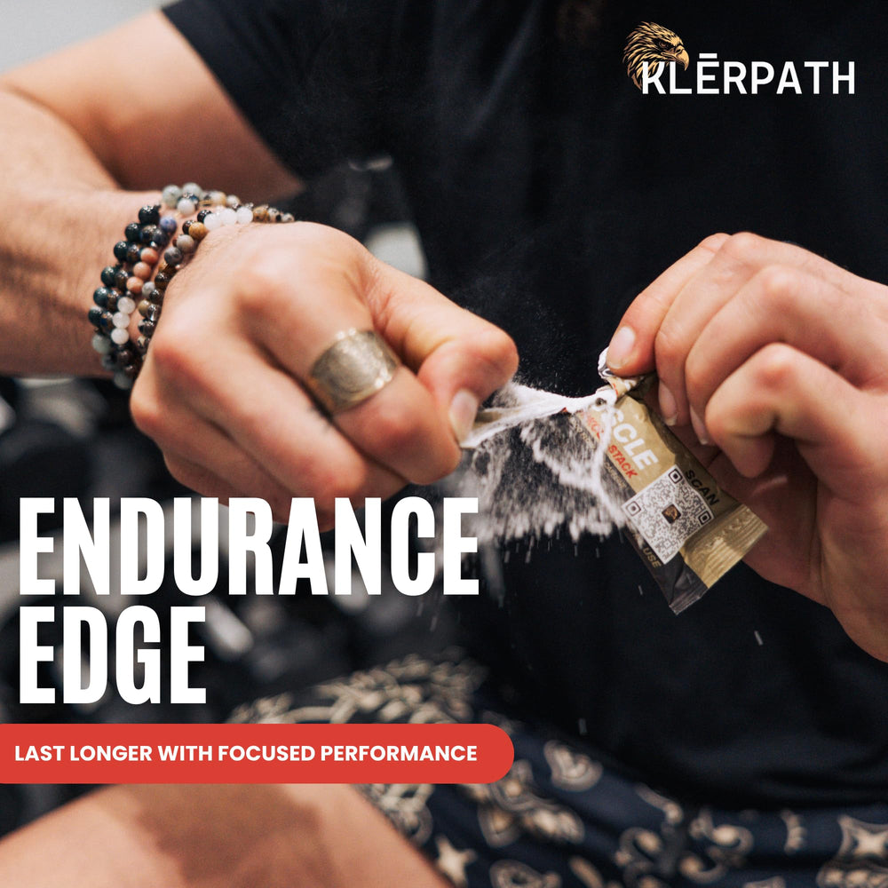 Klerpath GrōMuscle niacin flush icon hints at pre-workout activation.