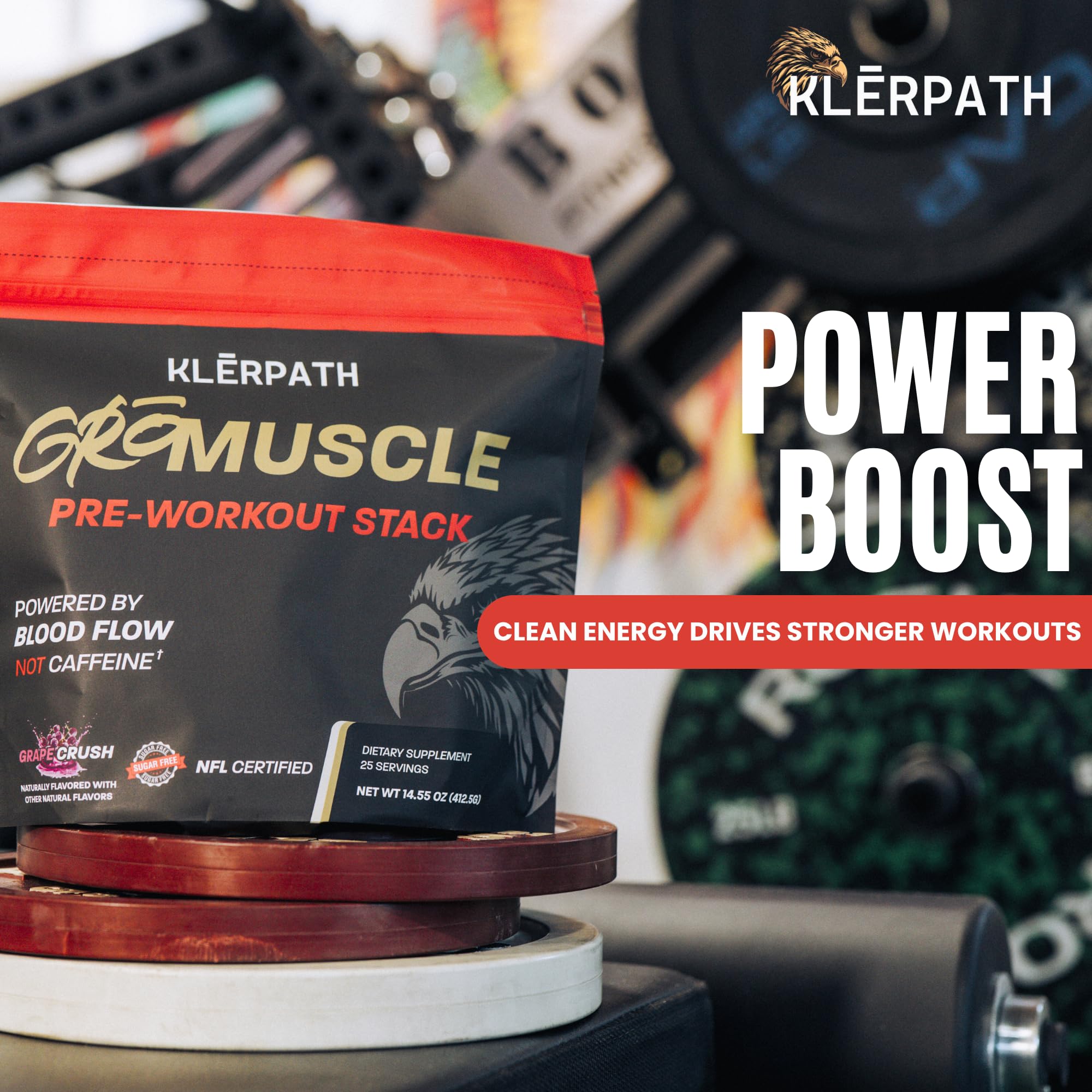 Klerpath GrōMuscle stick pack displayed for convenient gym bag fueling.