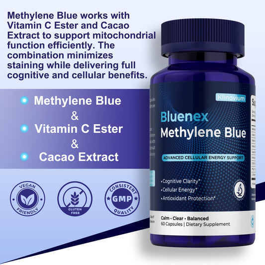 Pouring Klinovium capsules for caffeine-free cognitive clarity.