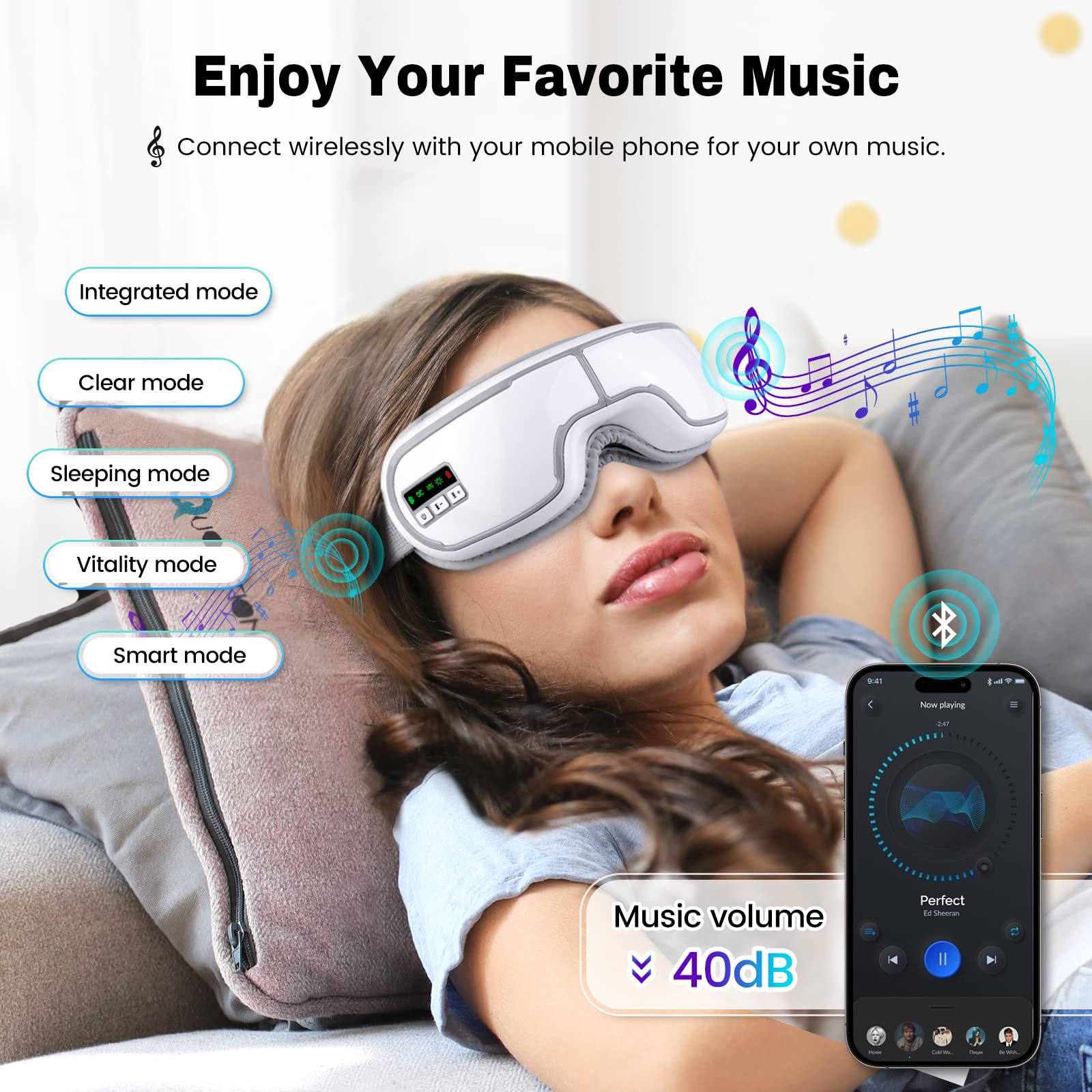 Klobela Eye Massager's 180° foldable design for easy travel.