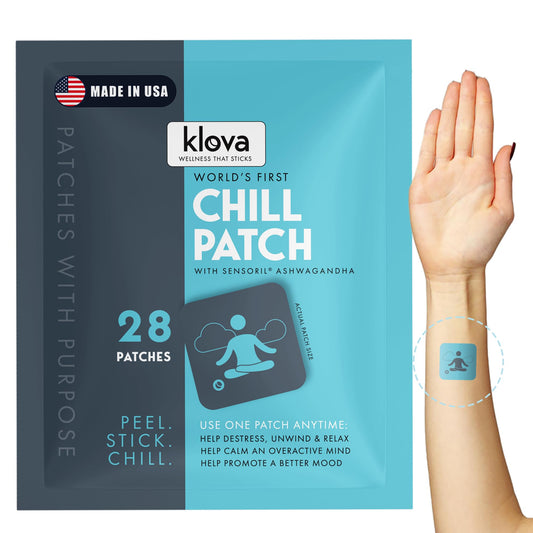 Klova Chill Patch on shoulder offers steady calm for the afternoon.
