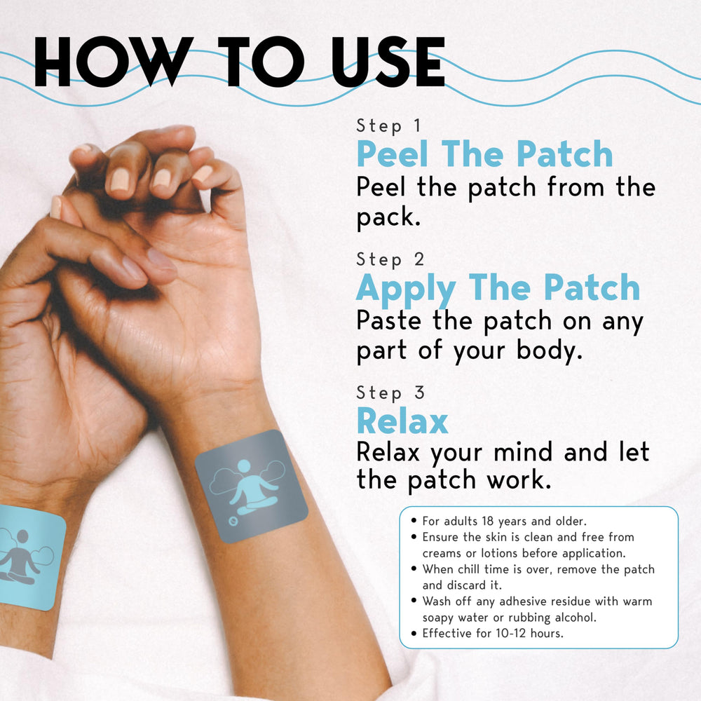 Open Klova Chill Patch package shows easy peel-and-stick design.
