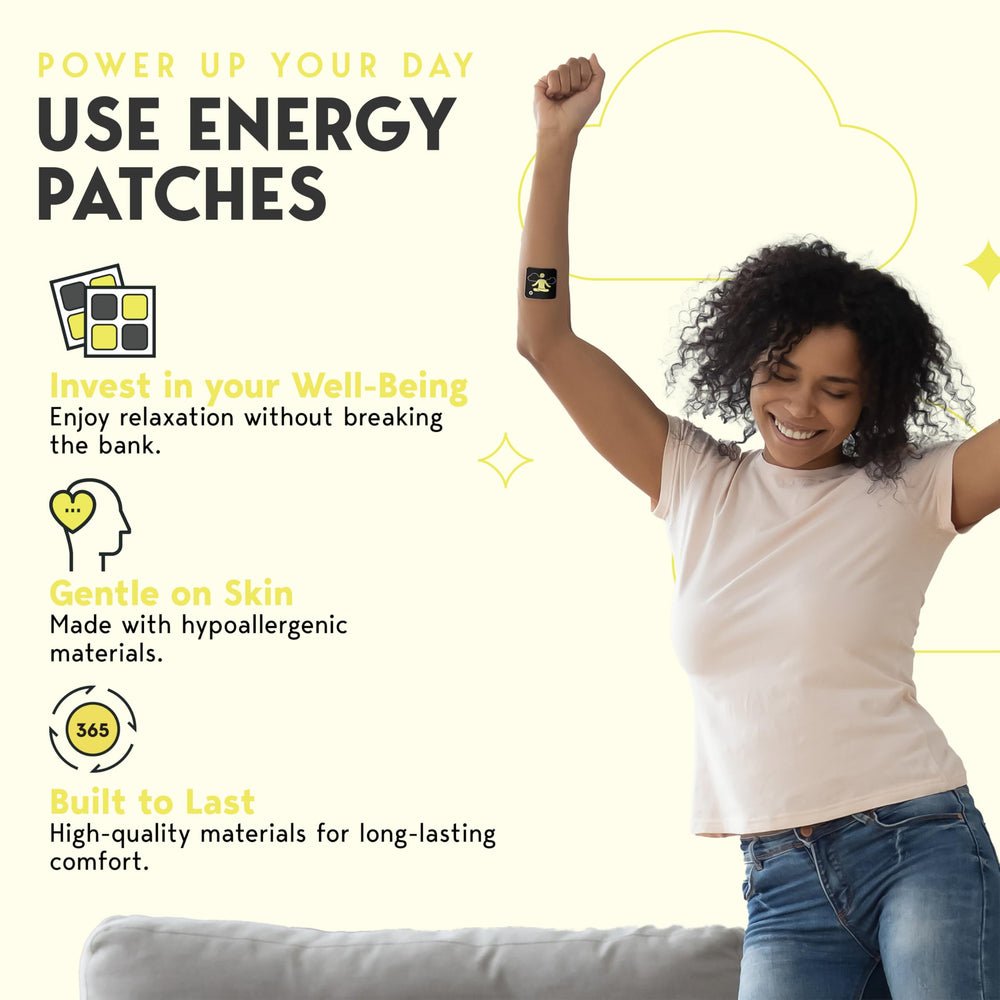 Klova Energy Patches being applied to the shoulder for steady release.