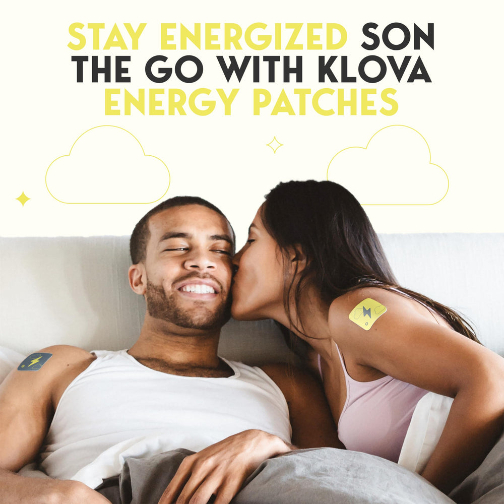 Klova Energy Patches close-up of ingredients like caffeine and green tea.