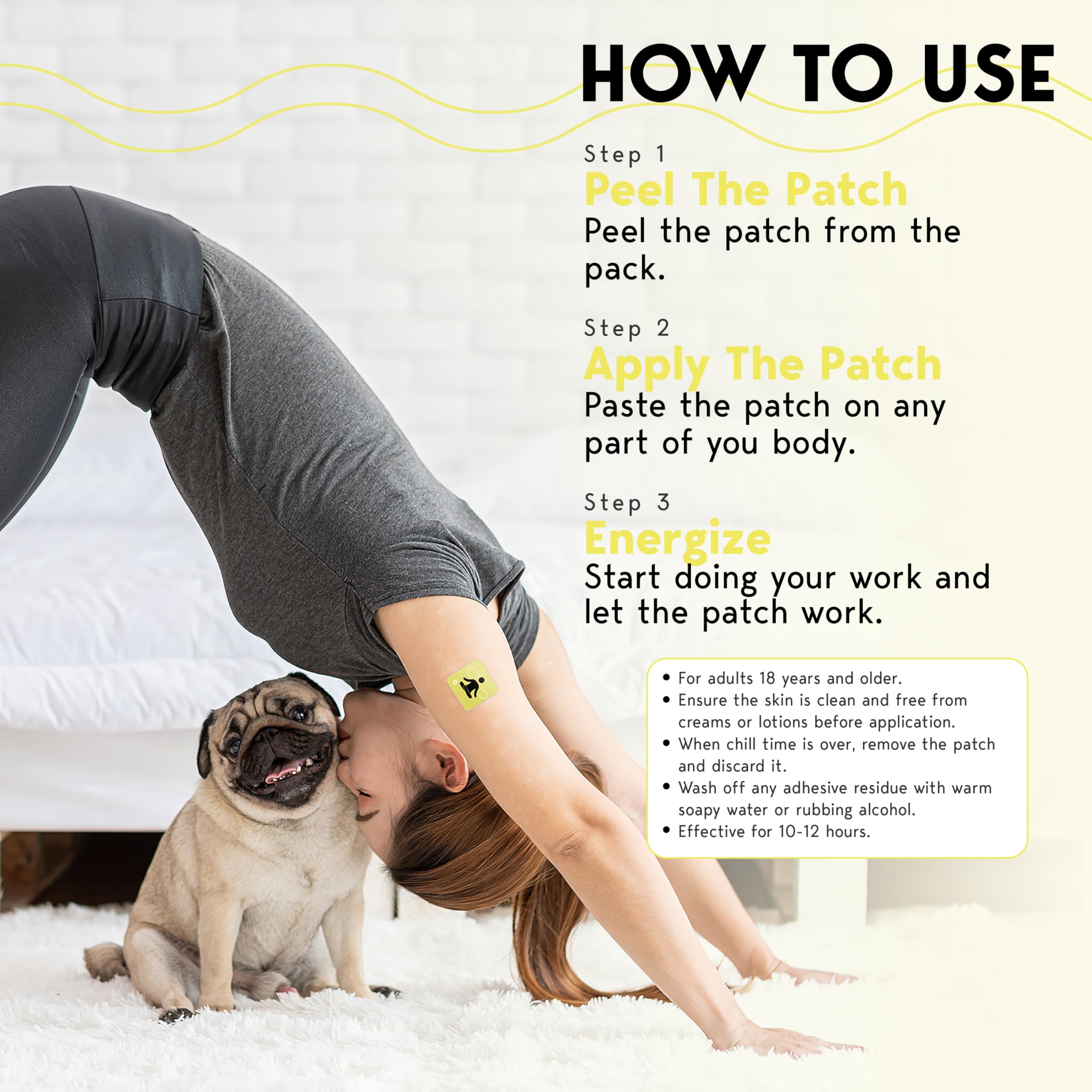 Klova Energy Patches close-up shows natural ingredients and transdermal delivery.
