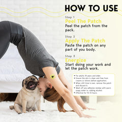 Klova Energy Patches close-up shows natural ingredients and transdermal delivery.