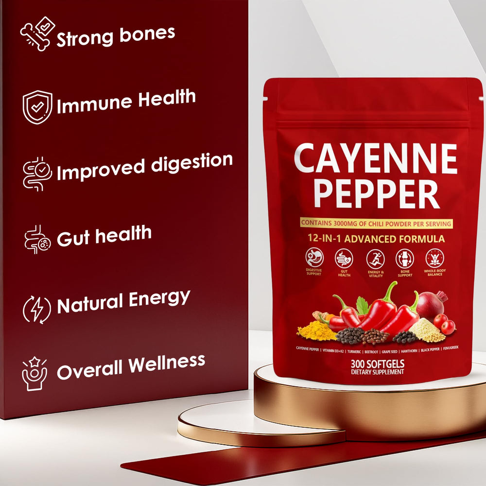 KLUNIZ Cayenne Pepper Capsules label close-up emphasizing natural, non-GMO formulation