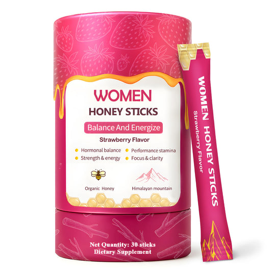 KLUNIZ Shilajit Honey Sticks for Women strawberry bottle pour for quick energy
