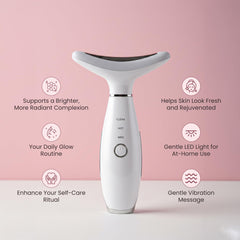 KLYVER device displaying vibration mode for gentle facial massage.