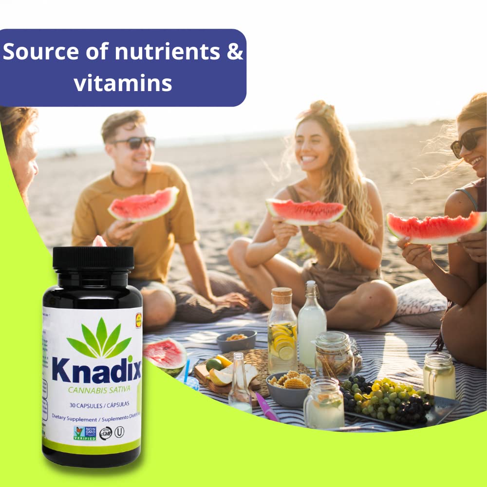Knadix hemp oil supplement daily-use shot suggests easy integration into meals.