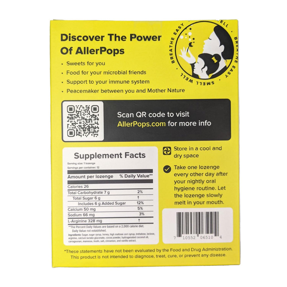Close-up of AllerPops gummies showing texture and prebiotic ingredients for oral probiotic support