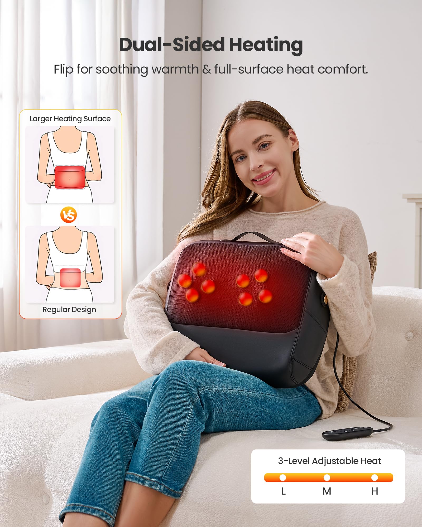 KNQZE massager shown with carrying handle for portability.