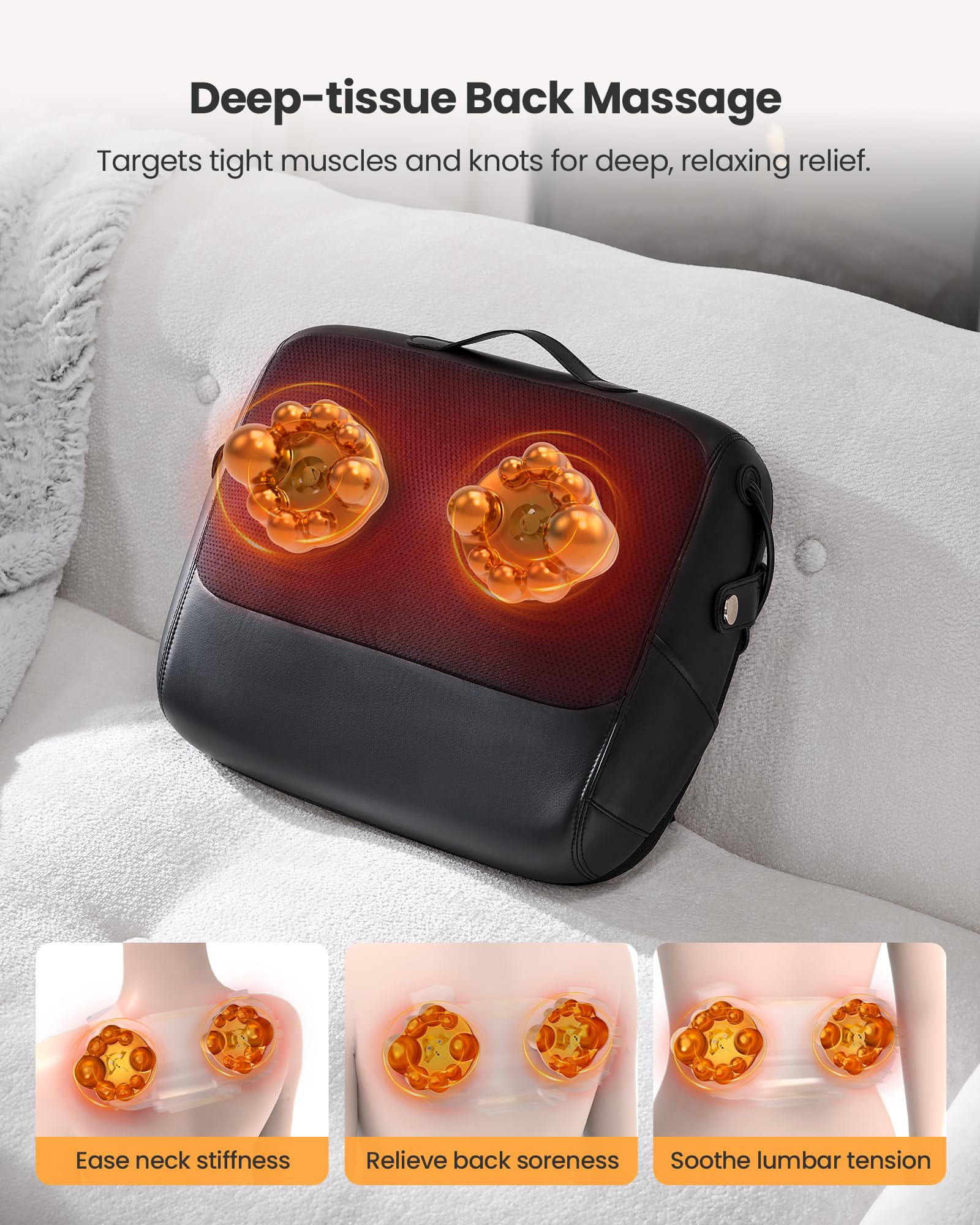 KNQZE massager remote control for easy heat and massage adjustments.