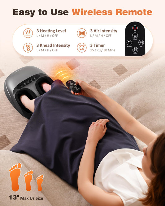 KNQZE foot massager with three heat levels for warmth