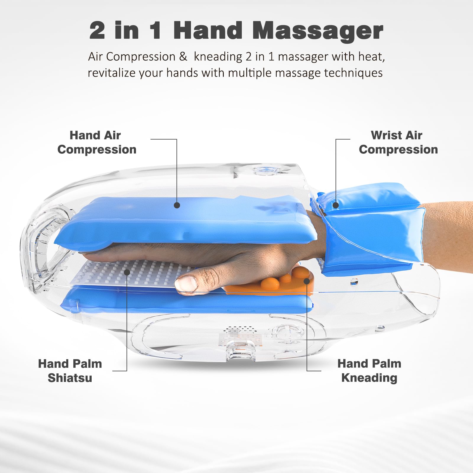 KNQZE hand massager with wrist air compression for comfort.