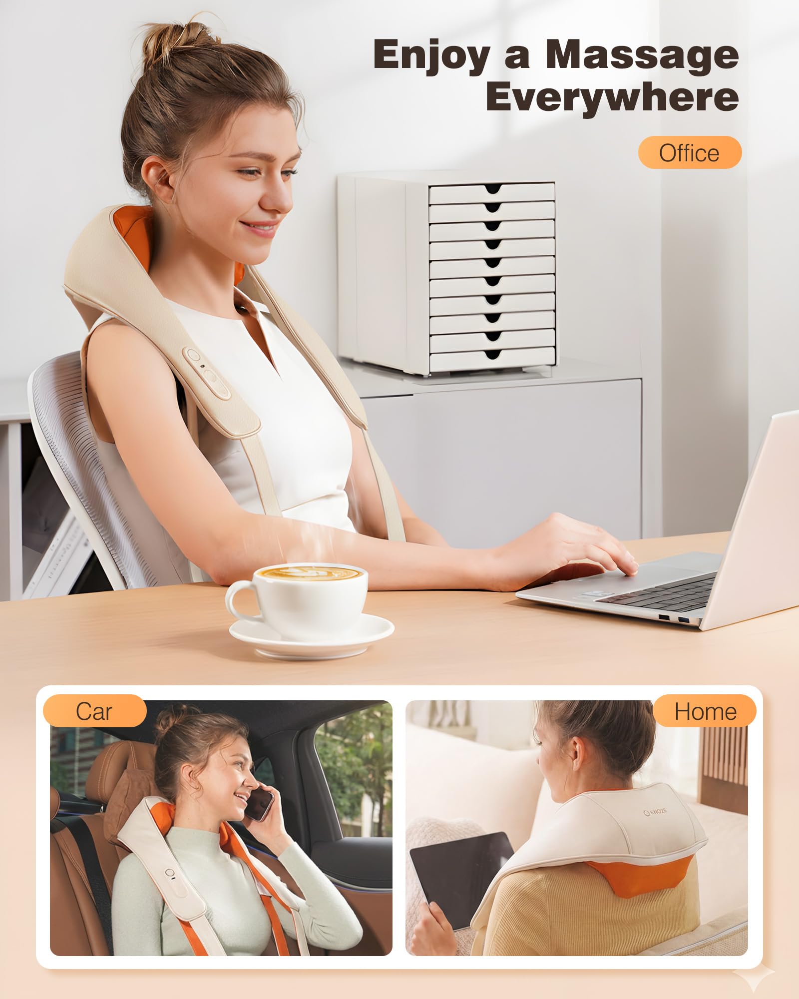 Ergonomic KNQZE massager design for easy handling and placement.