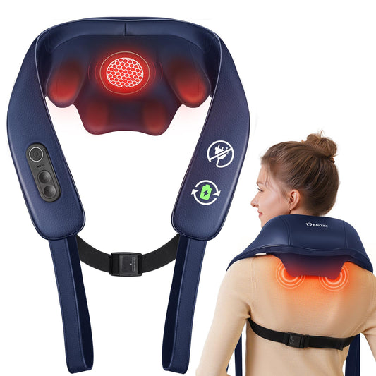 KNQZE neck massager with graphene heat pad delivering targeted warmth.