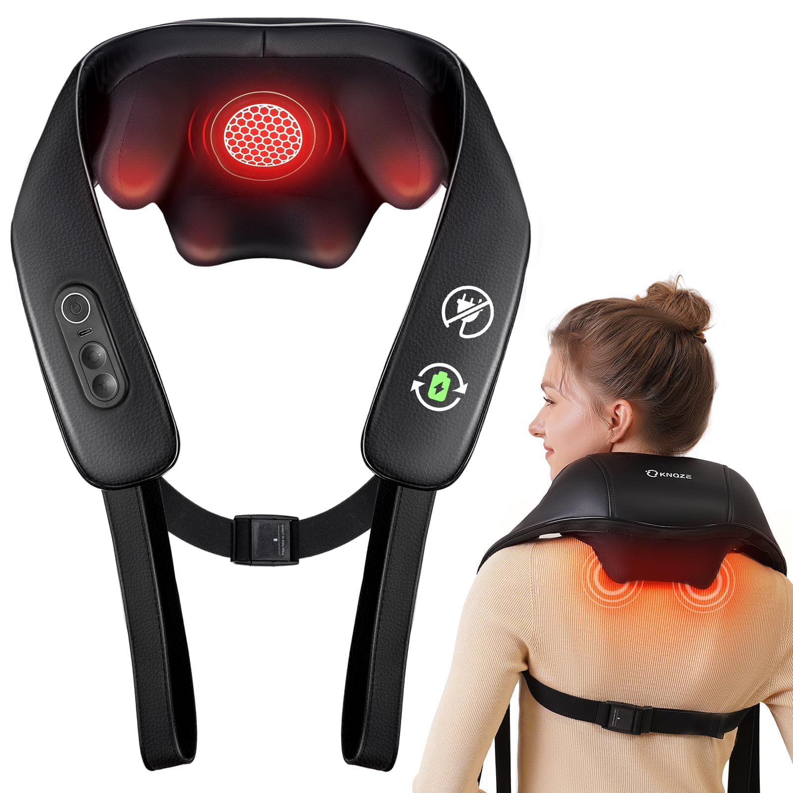 KNQZE neck-shoulder massager with graphene heating for warm, targeted relief