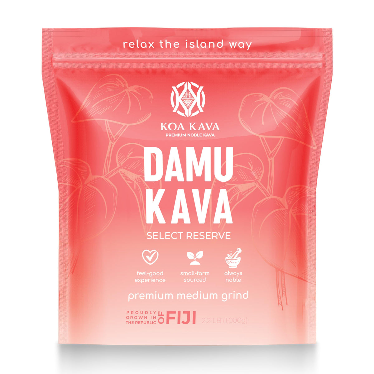 Koa Kava Damu powder in a bag, ideal for traditional prep and focused daytime rituals