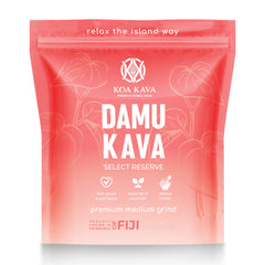Koa Kava Damu powder in a bag, ideal for traditional prep and focused daytime rituals