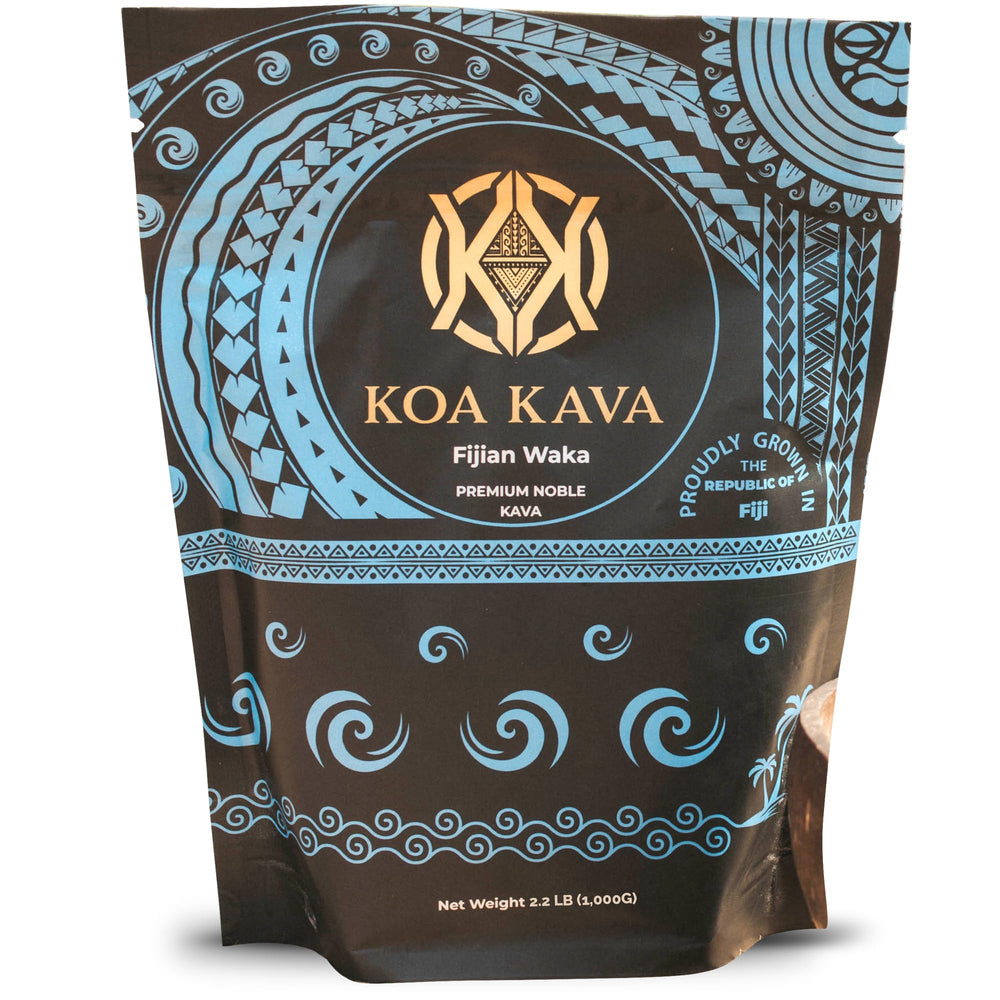 Koa Kava bottle pour inviting calm and mindful sipping.