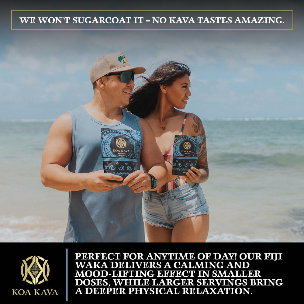 Koa Kava Fiji Noble Waka Tea close-up powder texture for mindful sipping.