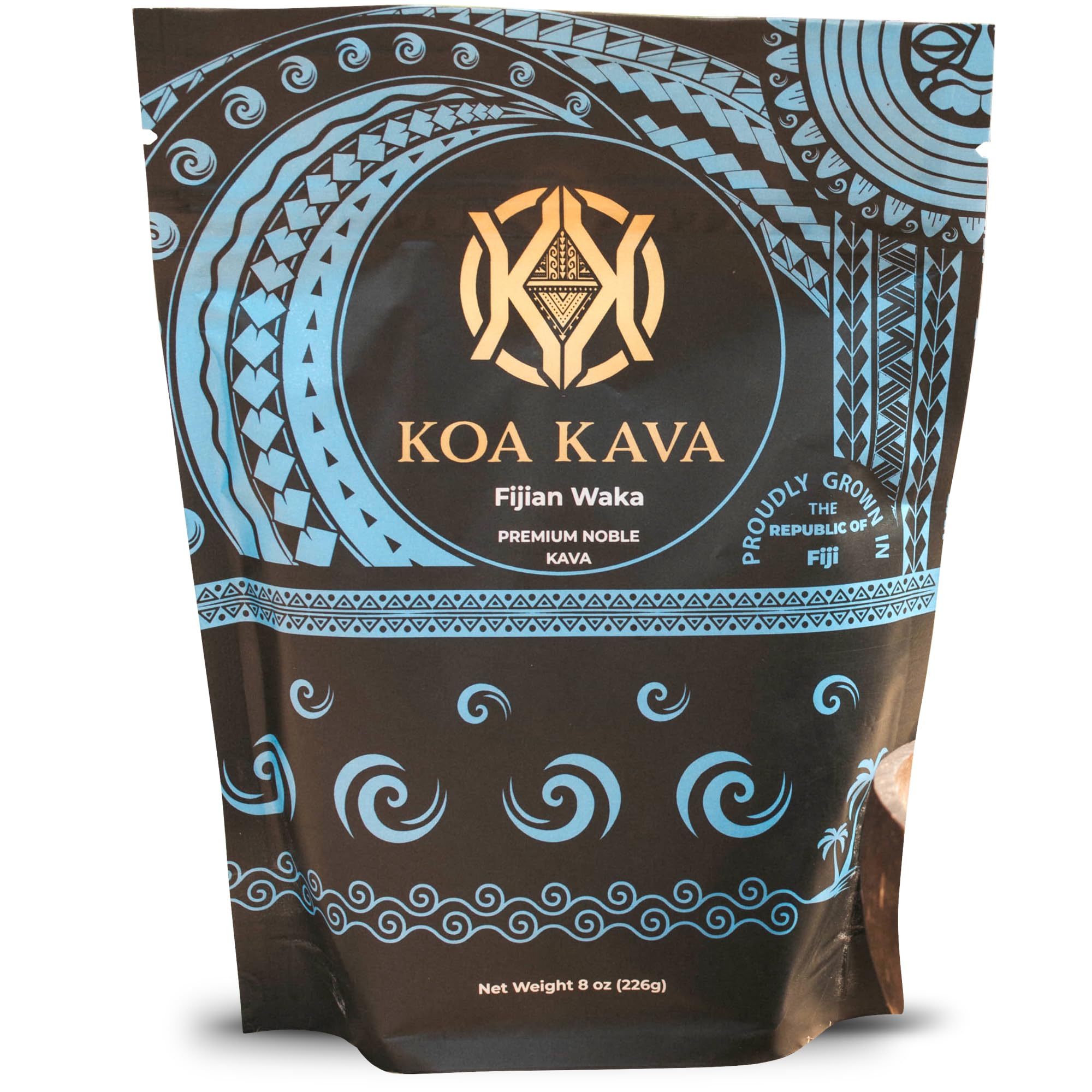 Koa Kava Fiji Premium Noble Waka Tea powder in a tin for easy calm evenings.