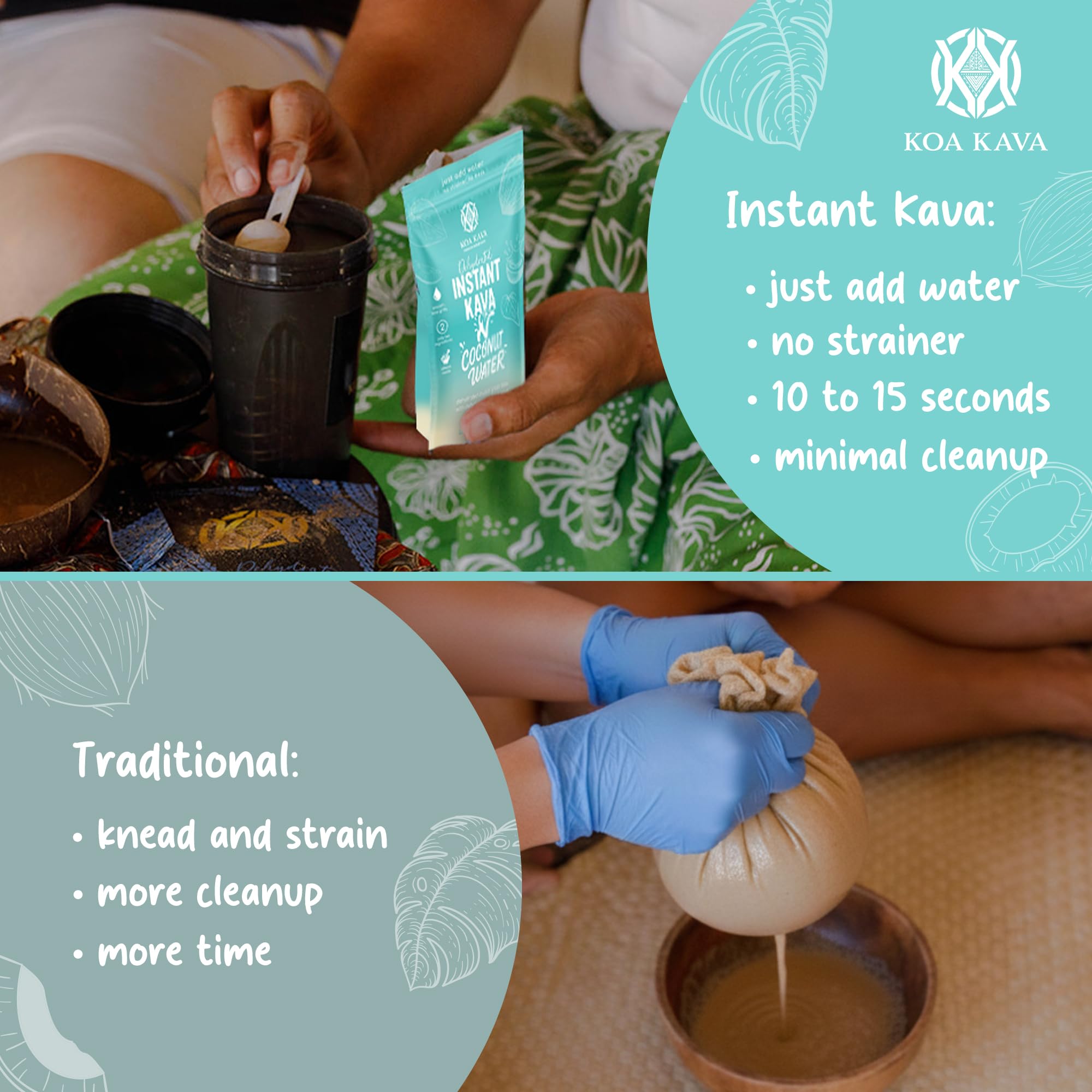 Koa Kava dehydrated coconut water pieces in package.