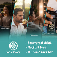Koa Kava drink glass with prepared earthy kava sip.