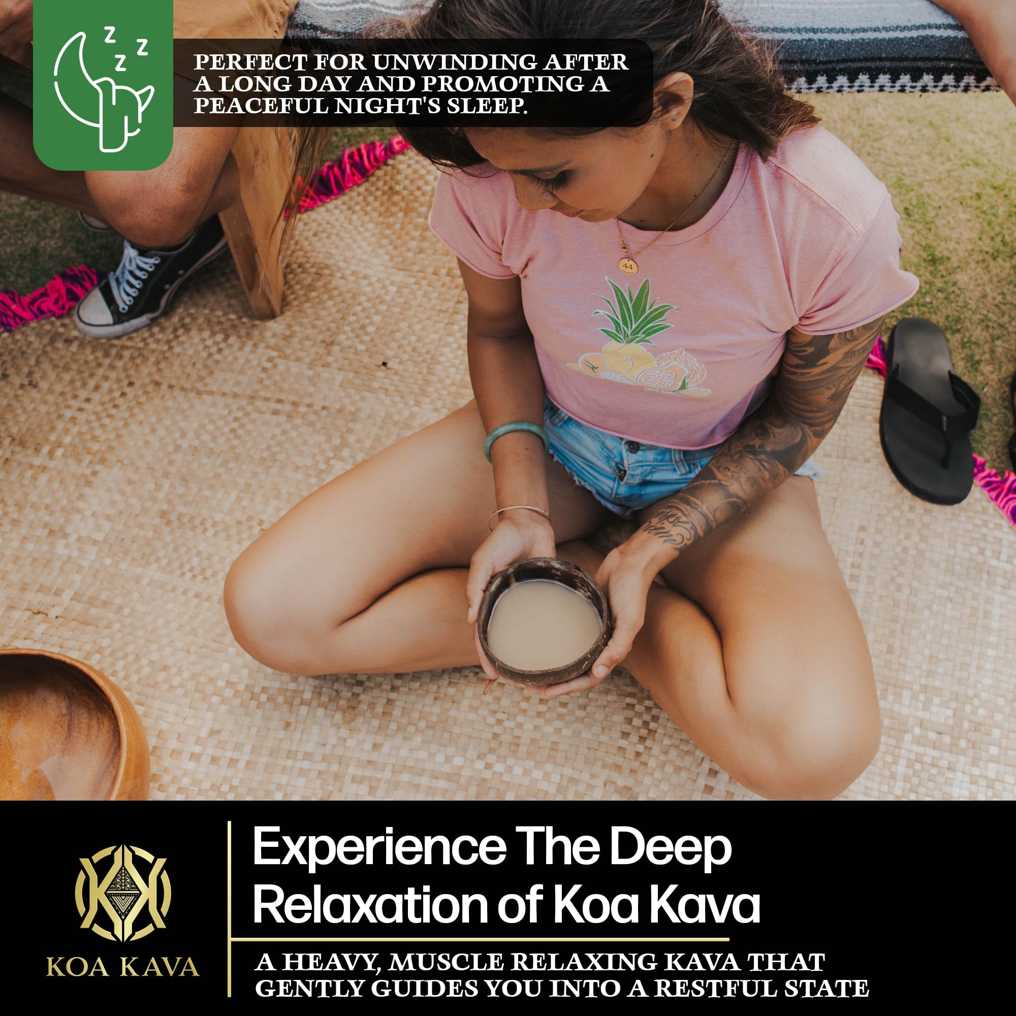 Measuring spoon with Koa Kava powder ready for a relaxing beverage.