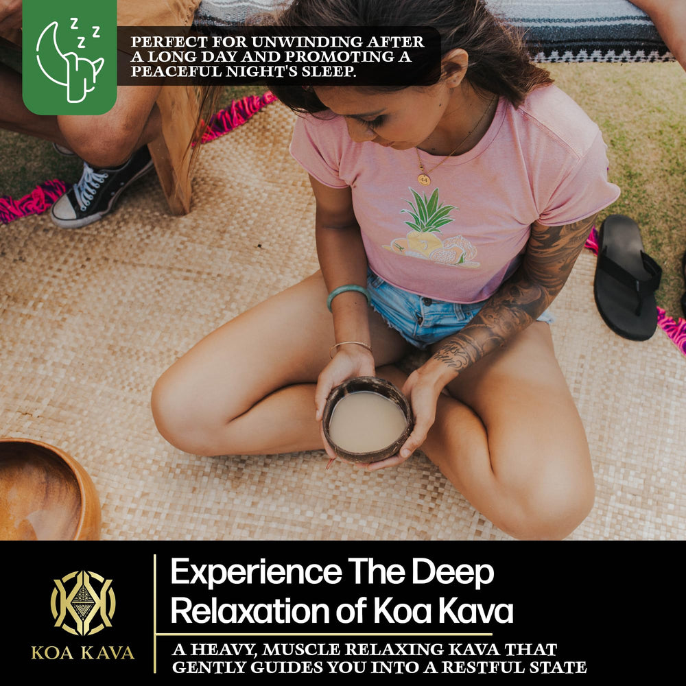 Measuring spoon with Koa Kava powder ready for a relaxing beverage.