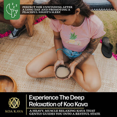 Measuring spoon with Koa Kava powder ready for a relaxing beverage.