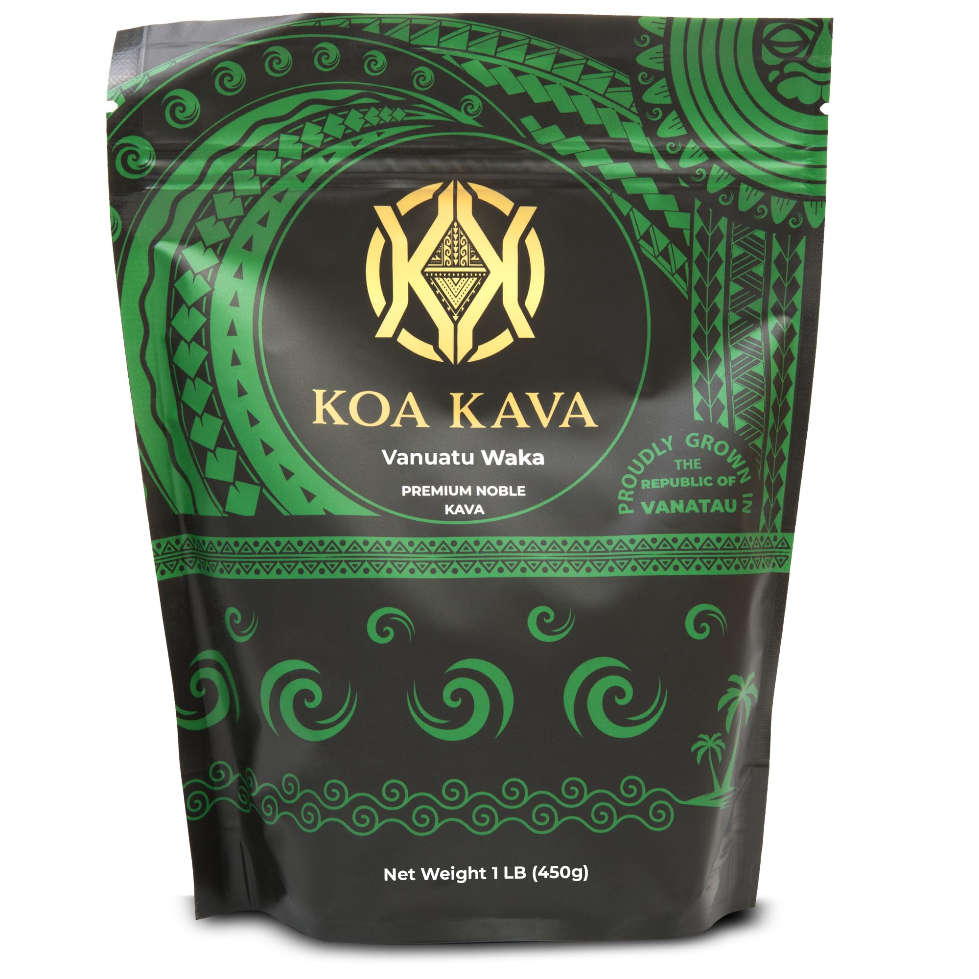 Koa Kava Vanuatu powder packaging highlights premium sourcing and clean labeling.