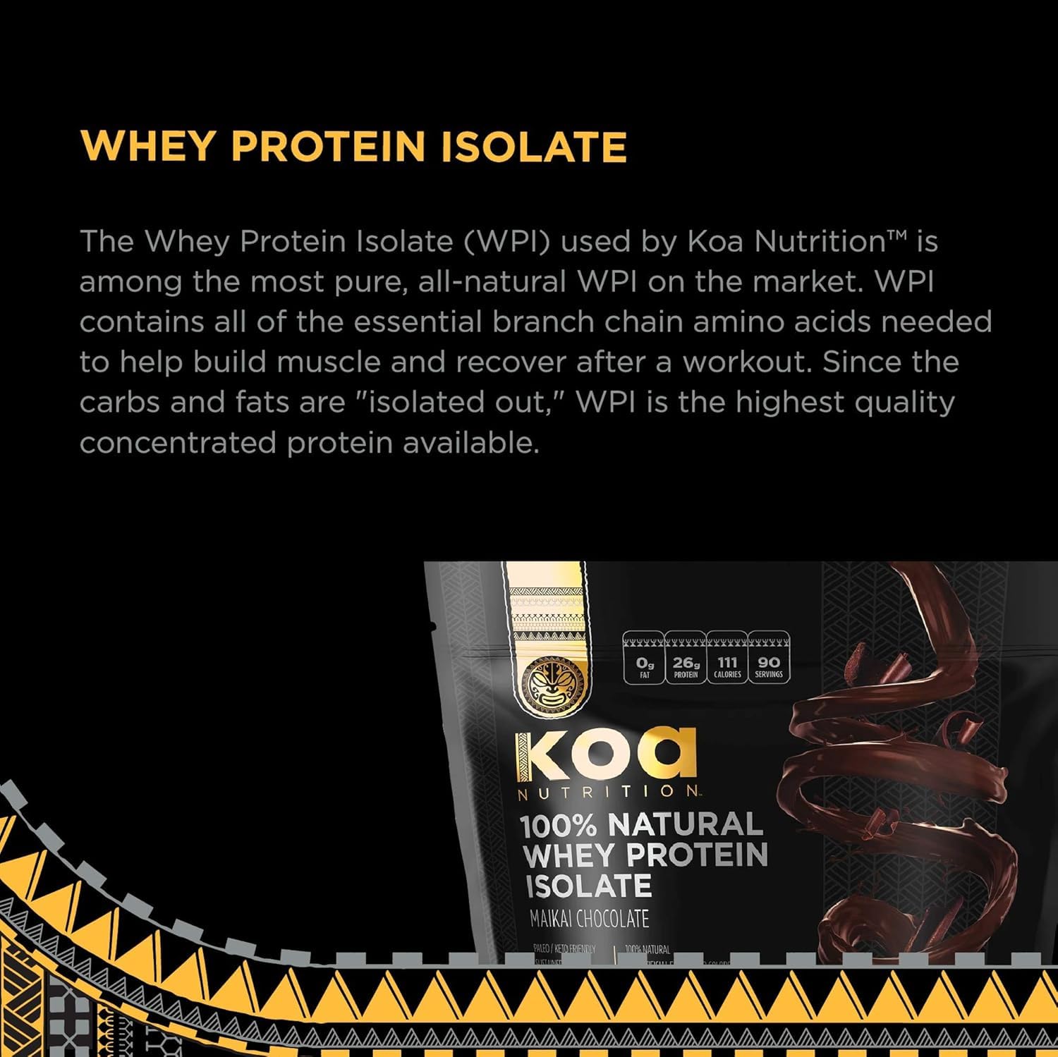 Low lactose formula helps sensitive stomachs with KOA Warrior Whey Isolate.