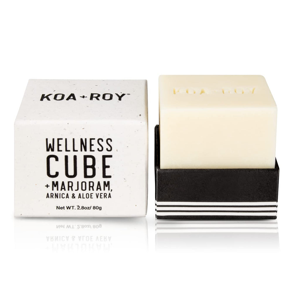 KOA ROY Wellness Cube closeup releases oil for easy skin nourishment.