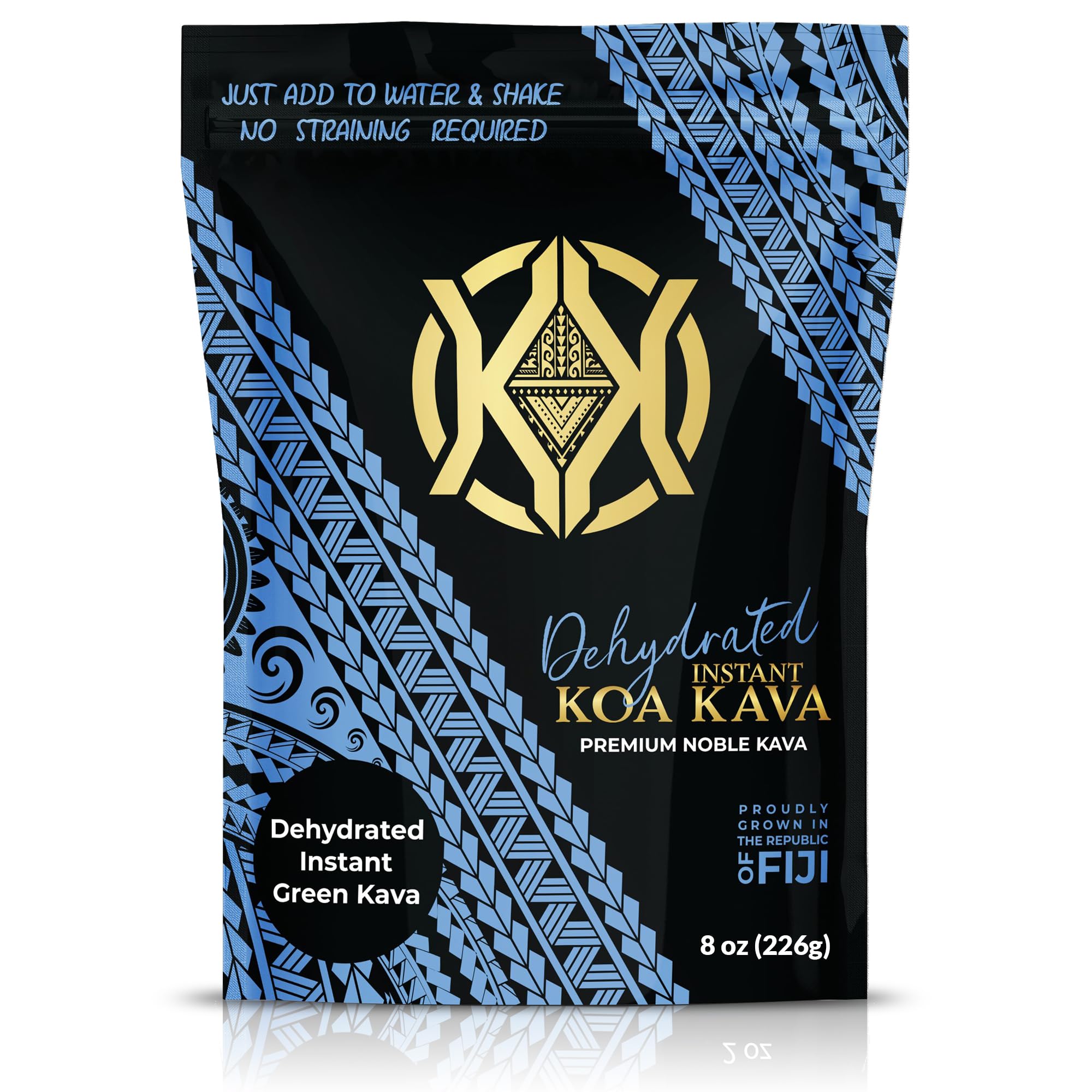 Koa Kava Dehydrated Instant Kava powder in a bag for easy home prep.