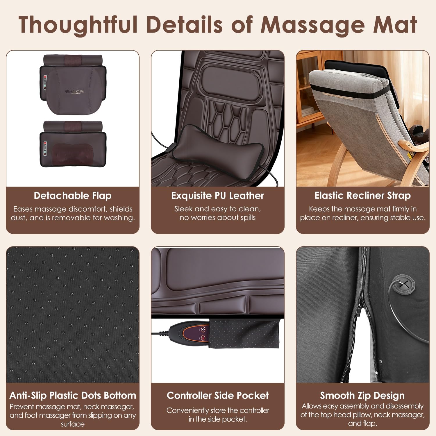 KOCASO anti-slip bottom and strap keep the mat secure