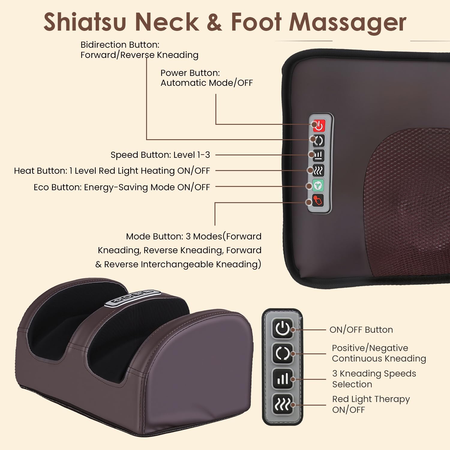 KOCASO foot massage attachment soothes feet and calves with shiatsu and heat