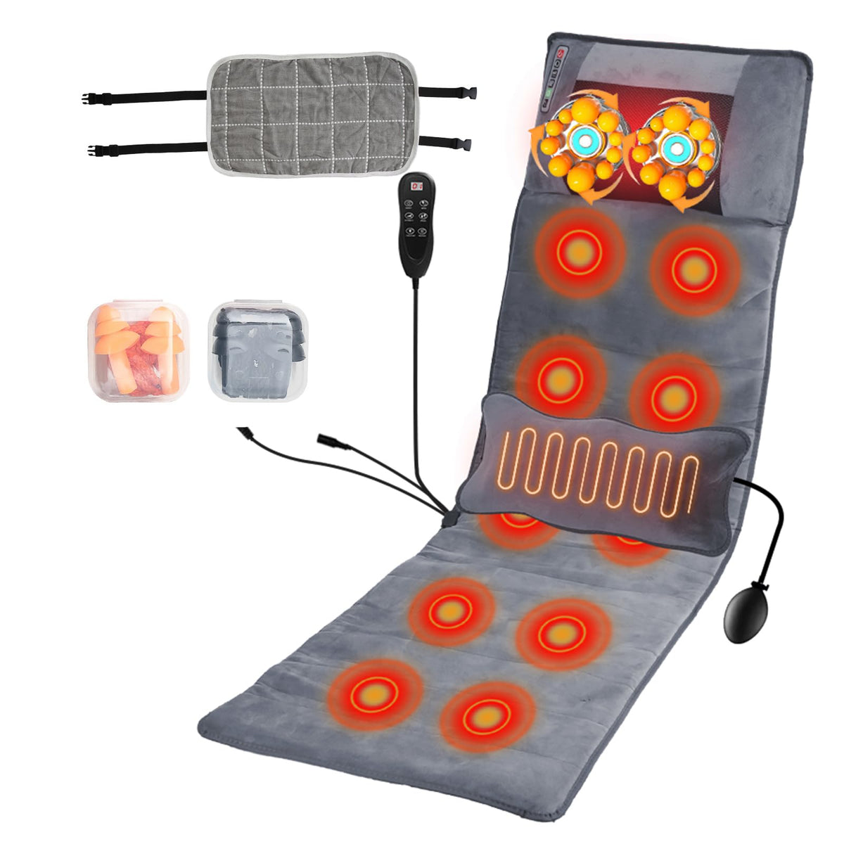 KOCASO full-body massage mat front view showing full coverage and plush surface for home use