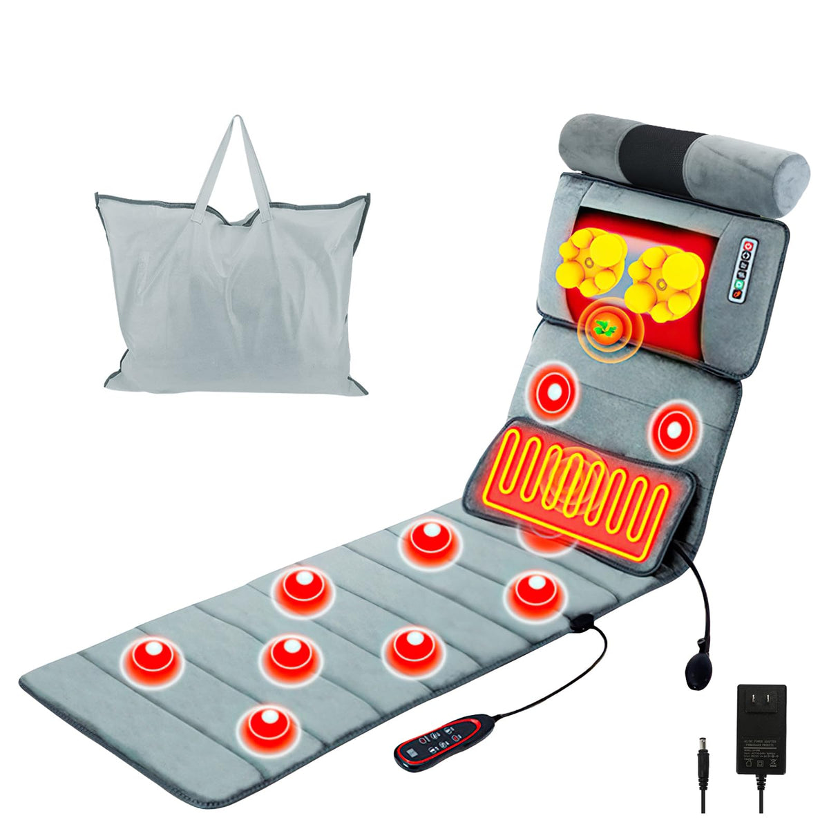 KOCASO full-body massage mat with heat offering targeted relief for back and legs.